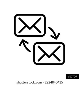 Exchange mails or messages, Share E-mails, Communication concept vector icon in line style design for website, app, UI, isolated on white background. Editable stroke. EPS 10 vector illustration.