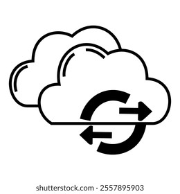 Exchange, migration files on cloud computing system icon vector design symbol illustration, for data storage.