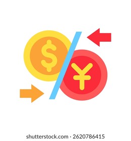 Exchange mini illustration flat color icon, use for trade wars, economy, business, finance, economic competition, UI, UX kit, app and web development, digital or print.