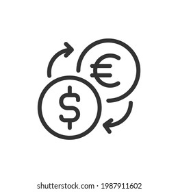 Icono de línea mínima de Exchange. Diseño de símbolo de trazo web. Signo de intercambio aislado en un fondo blanco. Icono de línea Premium.