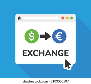 Exchange money dollar to euro icon. Exchange currency on website symbol.