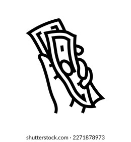 exchange money hand line icon vector. exchange money hand sign. isolated contour symbol black illustration