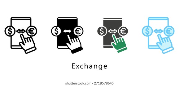 Icono de varios estilos de intercambio. Mini Ilustración Relacionada Con El Servicio De Pago. Uso Para El Concepto Moderno, Ui, Web Ux Y Desarrollo De App.