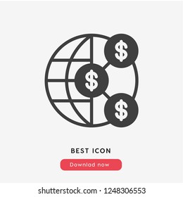 exchange on the world icon vector. Exchange symbol. Dollar exchange.