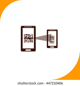 Exchange with other mobile sign. Brown icon on white background