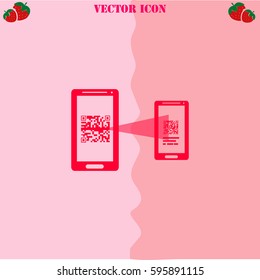 Exchange with other mobile vector  icon. Strawberry Background.