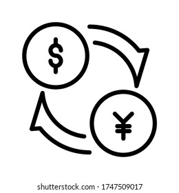 icono de esquema de intercambio. ilustración de vector de banco en fondo blanco