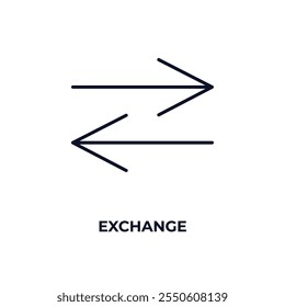ícone do exchange outline. Vetor linear do conceito de criptomoeda. Ícone de troca de linha fina isolado no fundo branco