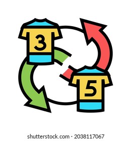 exchange players t-shirt color icon vector. exchange players t-shirt sign. isolated symbol illustration