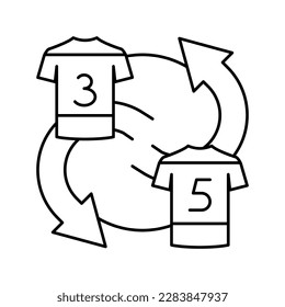 exchange players t-shirt line icon vector. exchange players t-shirt sign. isolated contour symbol black illustration