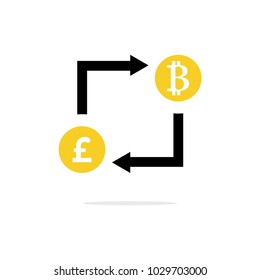 Exchange pound sterling and bitcoin vector