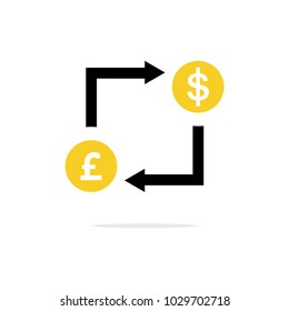 Exchange pound sterling and dollar vector