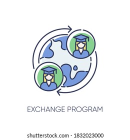 Exchange program RGB color icon. International students swap. Opportunity for studying in foreign university. Education abroad. Isolated vector illustration