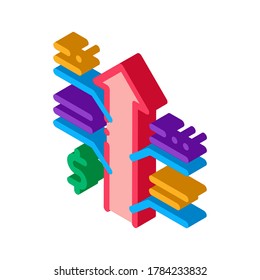 vector de icono de apreciación del tipo de cambio. signo de apreciación isométrica del tipo de cambio. ilustración de símbolo aislado de color