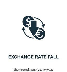 Exchange Rate Fall icon. Monochrome simple line Economic Crisis icon for templates, web design and infographics