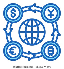 Exchange Rate Icon Blue Vector Illustration