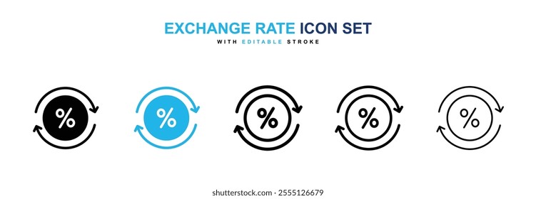 Exchange rate icon collection in black and blue colors