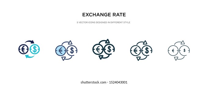 exchange rate icon in different style vector illustration. two colored and black exchange rate vector icons designed in filled, outline, line and stroke style can be used for web, mobile, ui