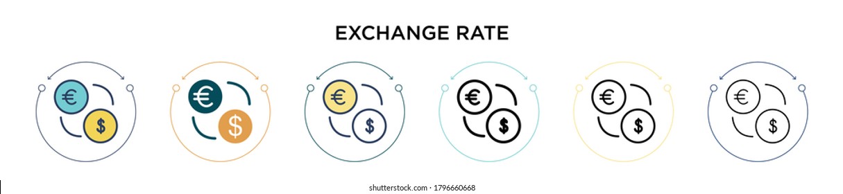 Exchange rate icon in filled, thin line, outline and stroke style. Vector illustration of two colored and black exchange rate vector icons designs can be used for mobile, ui, web