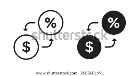 Exchange rate icon flat black and white logo