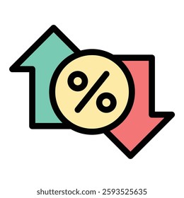 Exchange rate icon in flat line style representing currency conversion global trade and financial transactions ideal for banking and economic concepts.