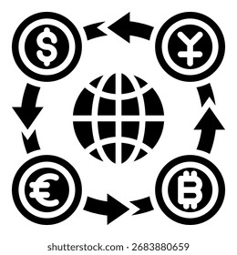 Icono de tipo de cambio Ilustración vectorial de glifo