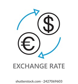 Exchange Rate icon. line vector icon on white background. High quality design element. Editable linear style stroke. Vector icon