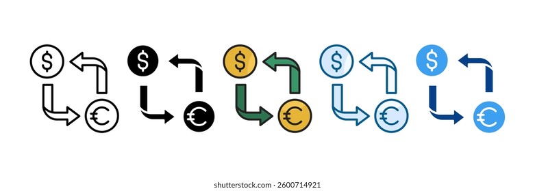 Exchange Rate Icon Set Multiple Style Collection