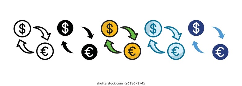 Exchange Rate Icon Set Multiple Style Collection