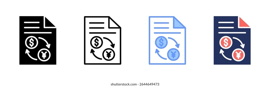 Exchange Rate icon sheet multiple style collection