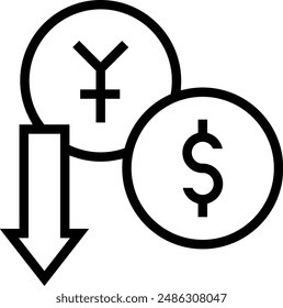 icono de tipo de cambio. Diseño de estilo lineal delgado aislado sobre fondo blanco