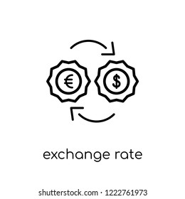 exchange rate icon. Trendy modern flat linear vector exchange rate icon on white background from thin line Ecommerce collection, outline vector illustration