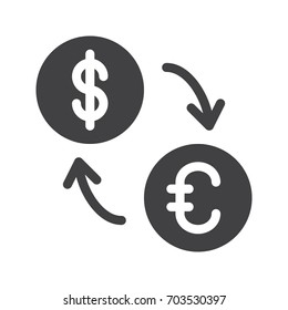 Exchange Rate Icon Vector, Filled Flat Sign, Solid Pictogram Isolated On White. Symbol, Logo Illustration. Pixel Perfect Graphics