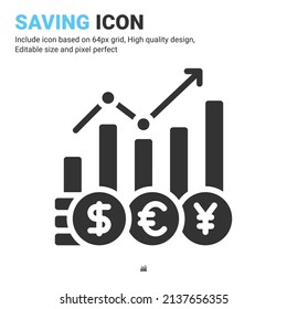 Exchange rate icon vector with glyph style isolated on white background. Vector illustration graph sign symbol icon concept for business, finance, industry, company, apps, web and all project