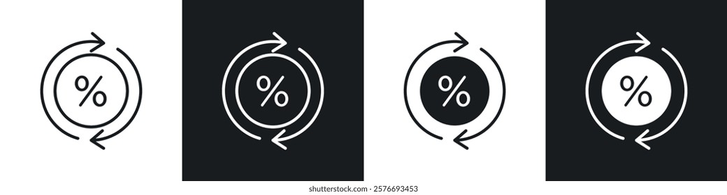 Exchange rate icons collection in black and white solid and line style