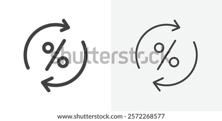 Exchange rate icons. flat and line style set