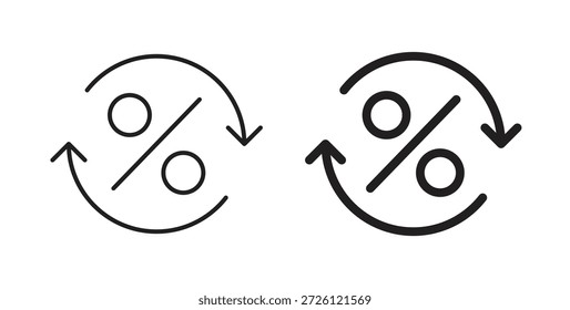 Símbolo de Vector de íconos de tipo de cambio con trazo editable y versiones planas
