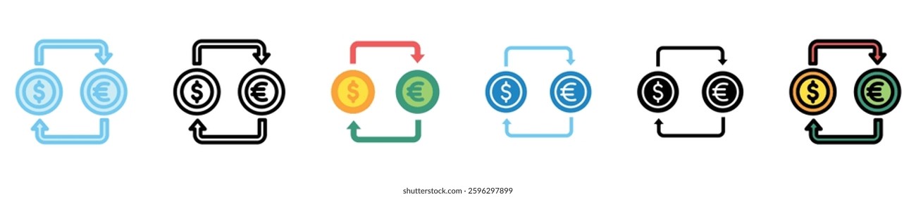 Exchange Rate multi style icon set, mini illustration. use for modern concept, print, UI, UX kit, web and app development. Vector EPS 10, related to money investment, finance, economy, business.