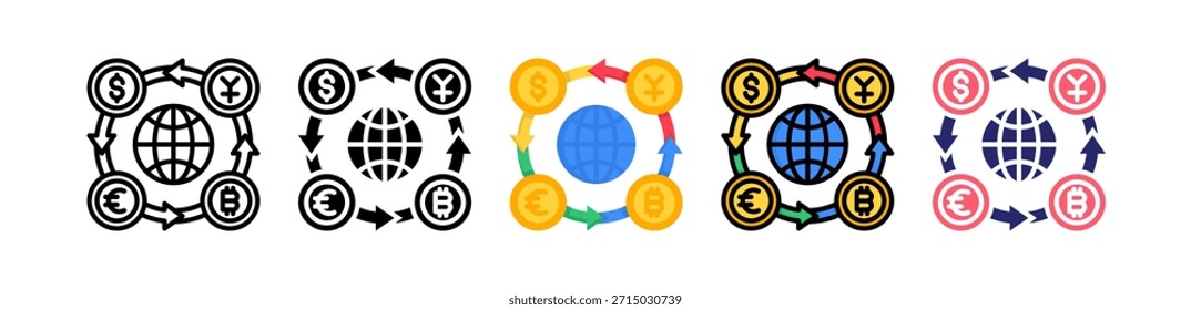 Tipo De Cambio Icono De Estilo Múltiple Colección..