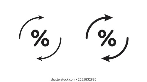 Exchange rate outlined and solid icon vector collection.