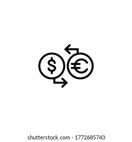 Exchange rate vector icon  in black line style icon, style isolated on white background
