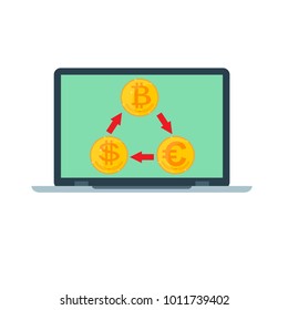Exchange Rates Concept Icon. cryptocurrency mining. editable flat vector illustration, clip art