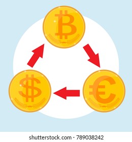 Exchange Rates Concept Icon. cryptocurrency mining. editable flat vector illustration, clip art