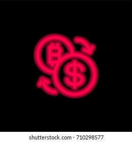 Exchange red glowing neon ui ux icon. Glowing sign logo vector