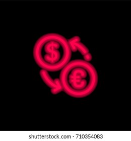 Exchange red glowing neon ui ux icon. Glowing sign logo vector