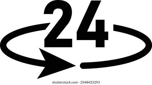Exchange, refund. 24 hours. Time related icon. Vector illustration