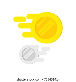 Exchange and refund. Coins are flying in different directions. Cashback