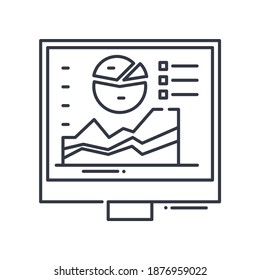 Icono de informe de Exchange, ilustración lineal aislada, vector de línea delgada, signo de diseño web, símbolo de concepto de contorno con trazo editable sobre fondo blanco.