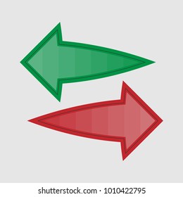 Exchange and return icon in color style. Vector arrows in two directions. Horizontal arrows.