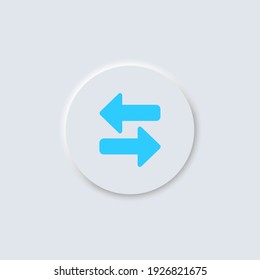 Exchange, right and left arrows vector icon in button in neumorphism design style